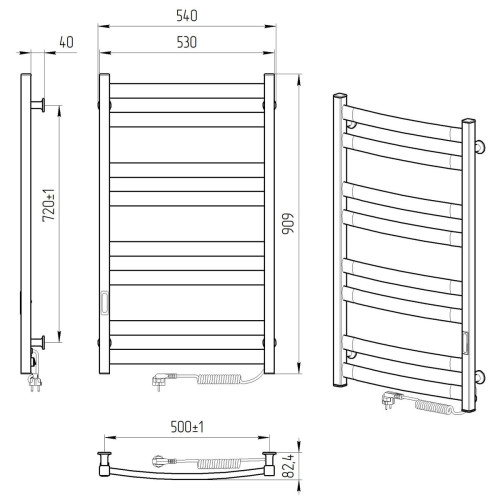 Рушникосушка ERAFLYME EF Atlant R 900х500 біла Рушникосушка ERAFLYME EF Atlant R 900х500 біла