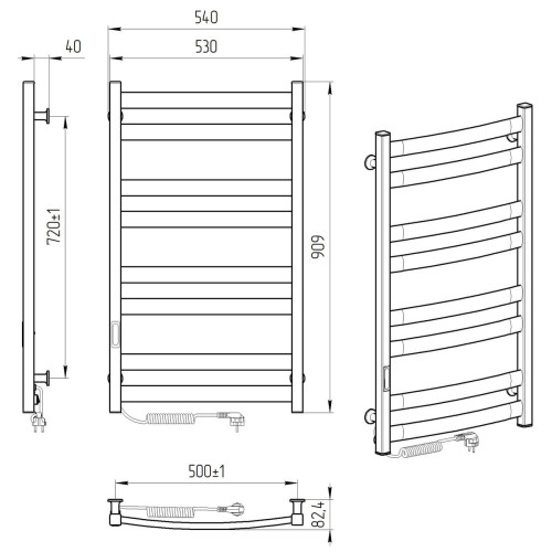 Рушникосушка ERAFLYME EF Atlant L 900х500 біла Рушникосушка ERAFLYME EF Atlant L 900х500 біла