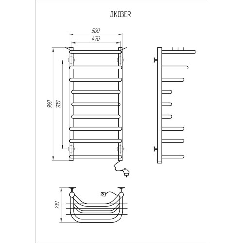 Рушникосушарка KOSSER Канна 900х500/9 ЕR тайм. ДК03ERТ Рушникосушарка KOSSER Канна 900х500/9 ЕR тайм. ДК03ERТ