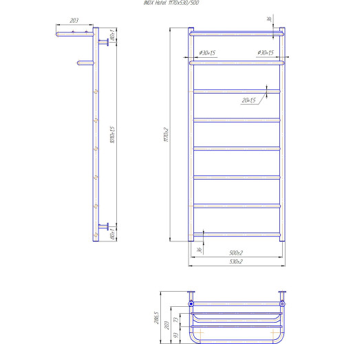 Рушникосушарка MARIO INOX Готель 1170х530/500 1.8.044543.P