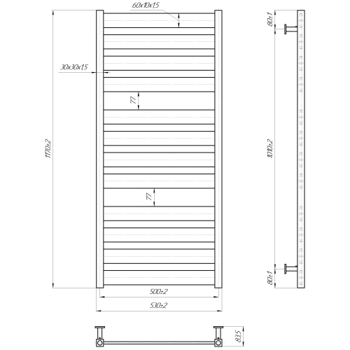 Рушникосушарка MARIO INOX Санті 1170х530/500 1.7.044606.P