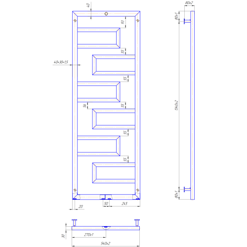Рушникосушарка MARIO INOX Талія 1500х540/500/50 1.7.044614.P