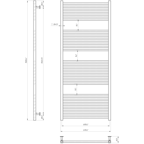Рушникосушарка MARIO INOX Гера 1500х630/600 1.7.044548.P Рушникосушарка MARIO INOX Гера 1500х630/600 1.7.044548.P