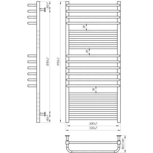 Рушникосушарка MARIO INOX Гера-Люкс 1170х530/500 1.7.044550.P
