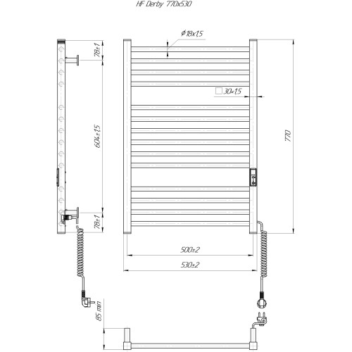 Рушникосушарка HYGGE FAMILY Derby 770x530 білий мат TR 4.0 6.1.0402.06.WM