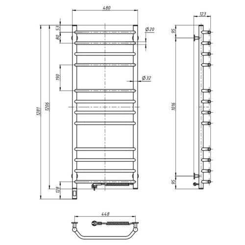 Рушникосушарка NAVIN Блюз 480х1200 Електро Sensor Права 12-006033-4812 