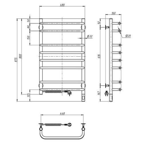 Рушникосушарка NAVIN Симфонія 480х800 Електро Sensor Ліва 10-009133-4880 Рушникосушарка NAVIN Симфонія 480х800 Електро Sensor Ліва 10-009133-4880