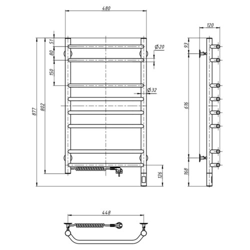 Рушникосушарка NAVIN Блюз 480х800 Електро Sensor Ліва 10-006133-4880 Рушникосушарка NAVIN Блюз 480х800 Електро Sensor Ліва 10-006133-4880