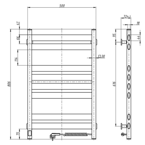 Рушникосушарка NAVIN Ellipse 500х800 Sensor права з таймером (білий оксамит) 12-845053-5080 Рушникосушарка NAVIN Ellipse 500х800 Sensor права з таймером (білий оксамит) 12-845053-5080