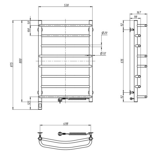 Рушникосушарка NAVIN Омега 530х800 Електро Sensor Права 10-015033-5380