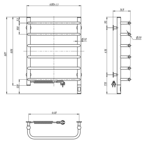 Рушникосушарка NAVIN Симфонія 480х600 Електро Sensor Ліва 12-009133-4860 Рушникосушарка NAVIN Симфонія 480х600 Електро Sensor Ліва 12-009133-4860