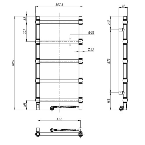 Рушникосушарка NAVIN Ретро 500х1000 Sensor, права 10-040033-5010