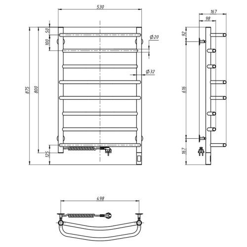 Рушникосушарка NAVIN Омега 530х800 Електро Sensor Ліва 10-015133-5380