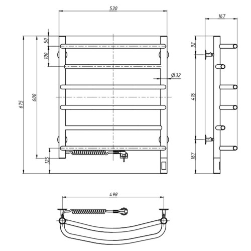 Рушникосушарка NAVIN Омега 530х600 Електро Sensor Ліва 10-015133-5360 