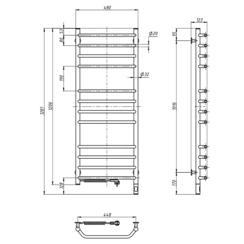 Рушникосушарка NAVIN Блюз 480х1200 Електро Sensor Ліва 12-006133-4812 Рушникосушарка NAVIN Блюз 480х1200 Електро Sensor Ліва 12-006133-4812