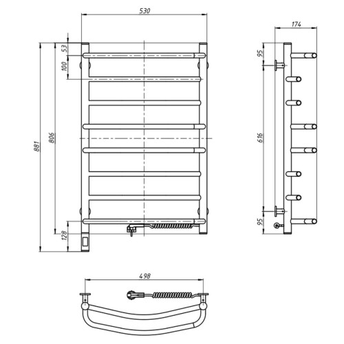 Рушникосушарка NAVIN Омега 530х800 Електро Sensor Права 12-015033-5380 