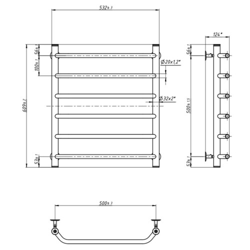 Рушникосушарка NAVIN Блюз 500х600 чорний муар 00-206030-5060 Рушникосушарка NAVIN Блюз 500х600 чорний муар 00-206030-5060