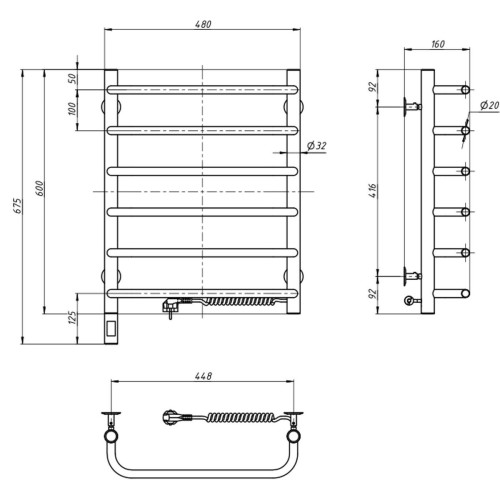 Рушникосушарка NAVIN Симфонія 480х600 Електро Sensor Права 10-009033-4860 