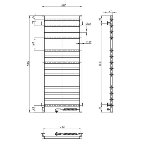 Рушникосушарка NAVIN Класик Квадро 500х1200 Sensor права біла 12-116053-5012 Рушникосушарка NAVIN Класик Квадро 500х1200 Sensor права біла 12-116053-5012