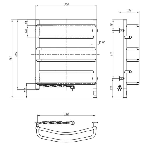 Рушникосушарка NAVIN Омега 530х600 Електро Sensor Ліва 12-015133-5360 Рушникосушарка NAVIN Омега 530х600 Електро Sensor Ліва 12-015133-5360