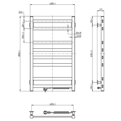 Рушникосушарка NAVIN Авангард 480х800 Електро Права 12-028050-4880 