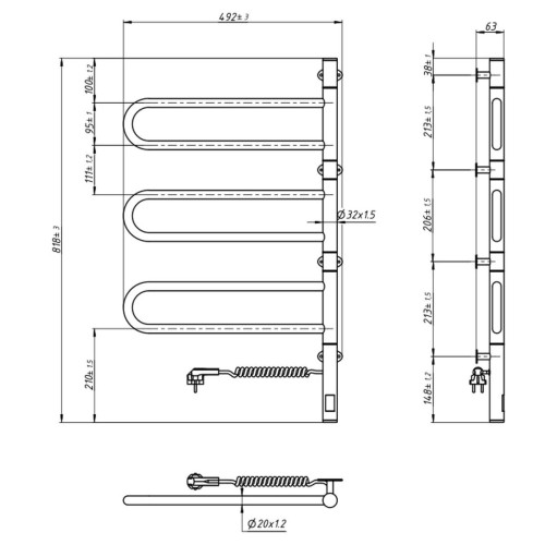 Рушникосушарка NAVIN Fouette 480х800 Sensor з таймером, біла 12-112033-4880