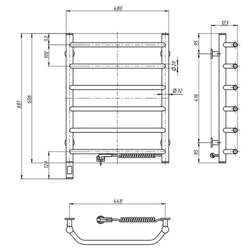 Рушникосушарка NAVIN Блюз 480х600 Електро Sensor Права 12-006033-4860 