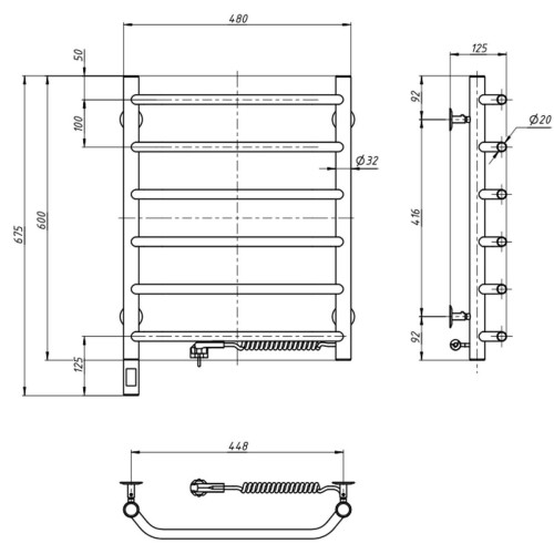 Рушникосушарка NAVIN Блюз 480х600 Електро Sensor Права 10-006033-4860 