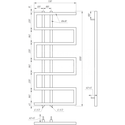 Рушникосушарка водяна Genesis-Aqua Dual 120x53 см  GA-56003