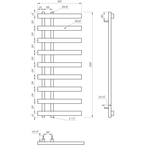 Рушникосушарка водяна Genesis-Aqua Split 120x50 см GA-1603 Рушникосушарка водяна Genesis-Aqua Split 120x50 см GA-1603