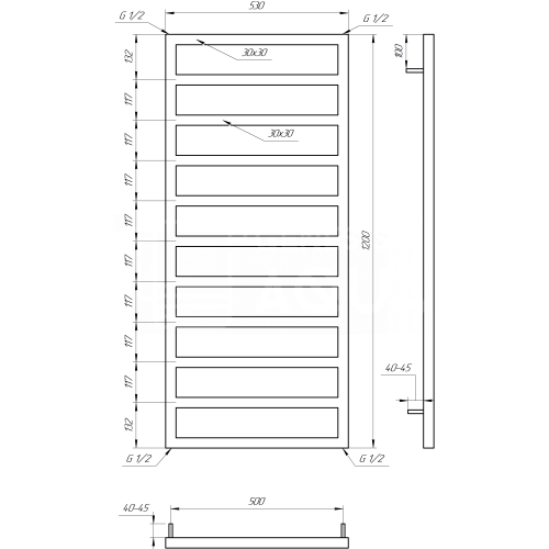 Рушникосушарка водяна Genesis-Aqua Jazi 120x53 см  GA-54003