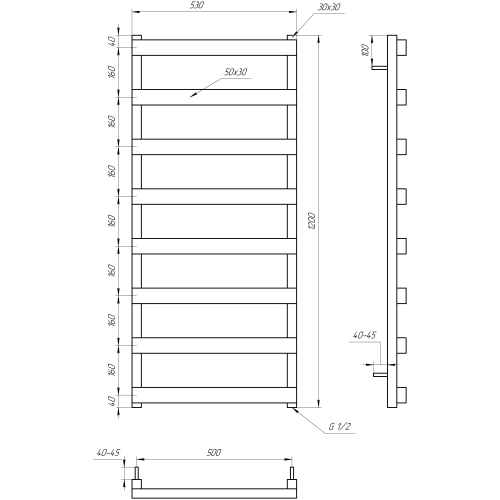 Рушникосушарка водяна Genesis-Aqua Fancy 120x53 см  GA-2903