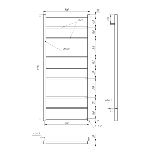 Рушникосушарка водяна Genesis-Aqua Tristar square 120x53 см  GA-2003