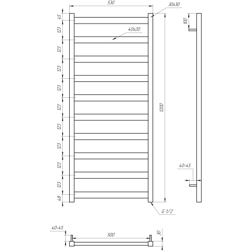 Рушникосушарка водяна Genesis-Aqua Maxi 120x53 см  GA-3103