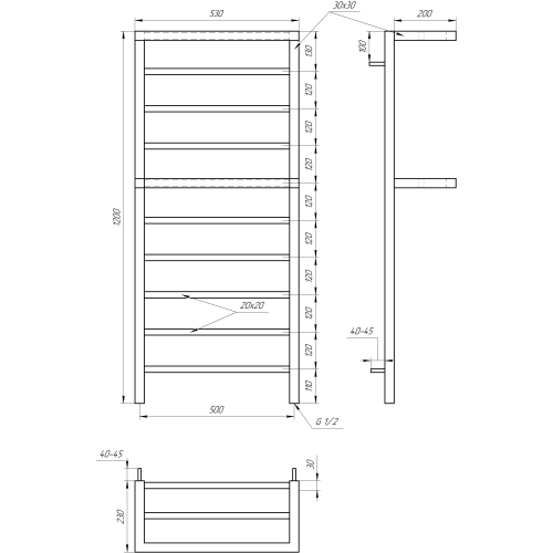 Рушникосушарка водяна Genesis-Aqua Aro 120x53 см  GA-40003