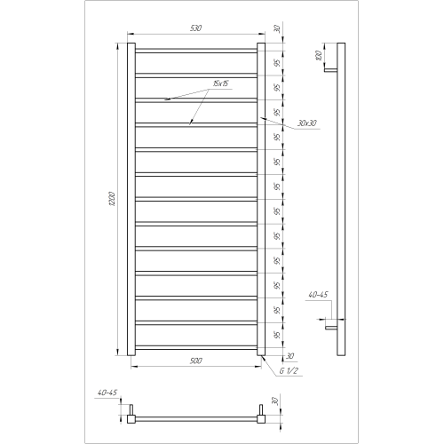 Рушникосушарка водяна Genesis-Aqua Flat 120x53 см  GA-1203