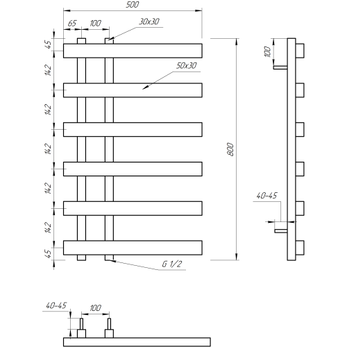 Рушникосушарка водяна Genesis-Aqua Split 80x50 см GA-1601 Рушникосушарка водяна Genesis-Aqua Split 80x50 см GA-1601