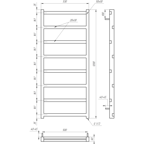 Рушникосушарка водяна Genesis-Aqua Level 120x53 см  GA-1703