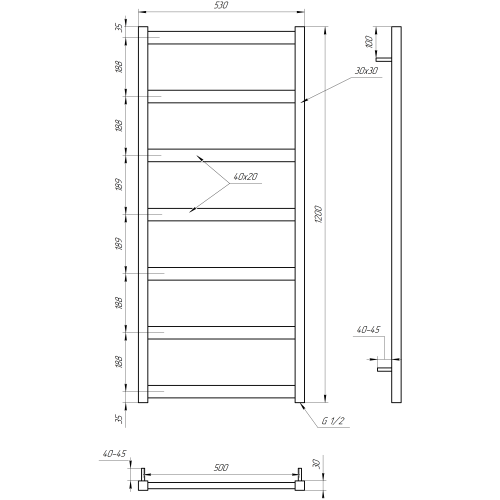 Рушникосушарка водяна Genesis-Aqua Minimal 120x53 см  GA-6003