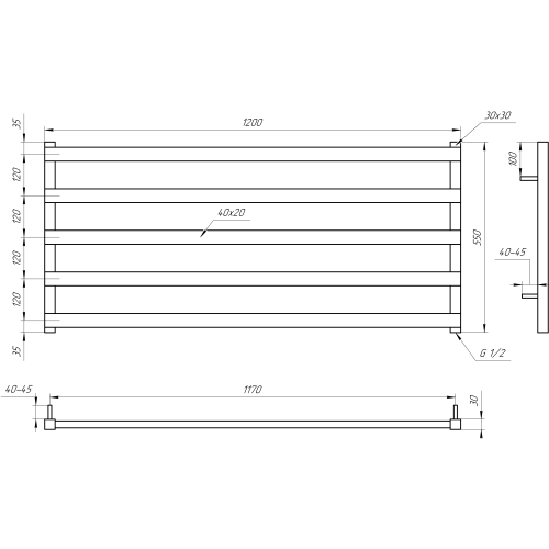 Рушникосушарка водяна Genesis-Aqua Giza 55x120 см  GA-2501