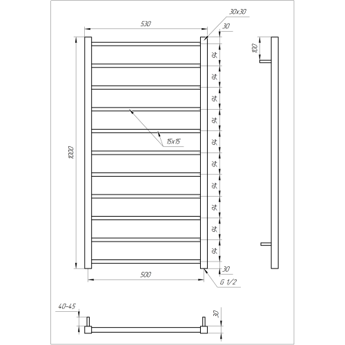 Рушникосушарка водяна Genesis-Aqua Flat 100x53 см  GA-1202
