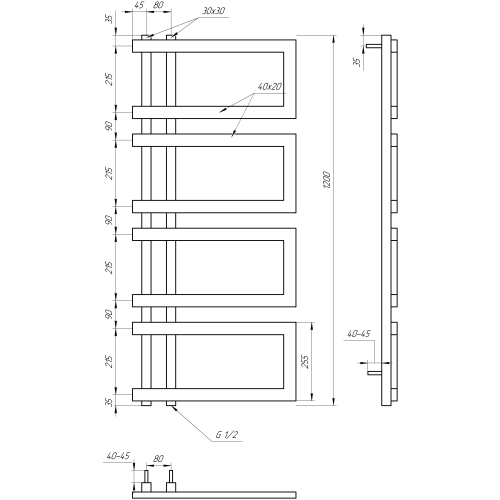 Рушникосушарка водяна Genesis-Aqua Enzo 120x53 см  GA-4403