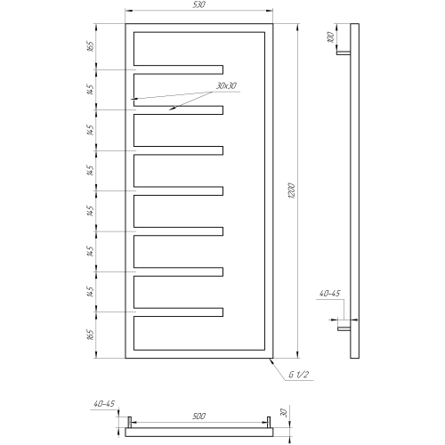 Рушникосушарка водяна Genesis-Aqua Combo 120x53 см  GA-1403