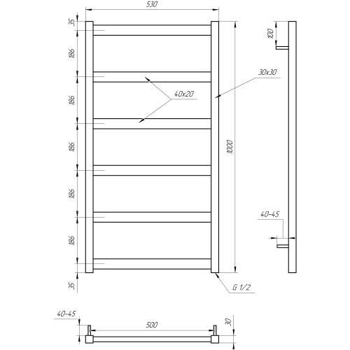 Рушникосушарка водяна Genesis-Aqua Minimal 100x53 см  GA-6002