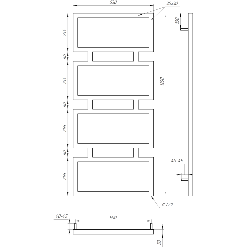 Рушникосушарка водяна Genesis-Aqua Quattro 120x53 см  GA-1003