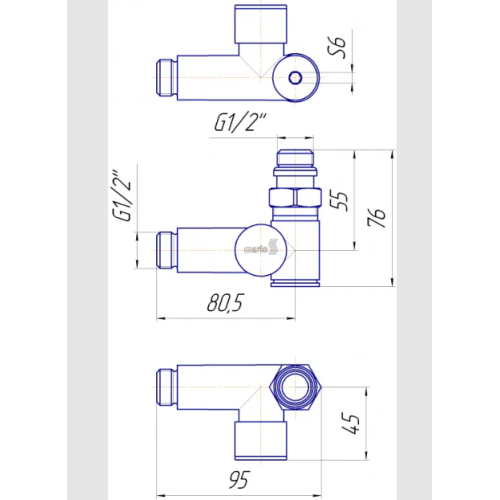 Кран кутовий MARIO під ТЕН 1/2"х1/2" (комплект 2шт )